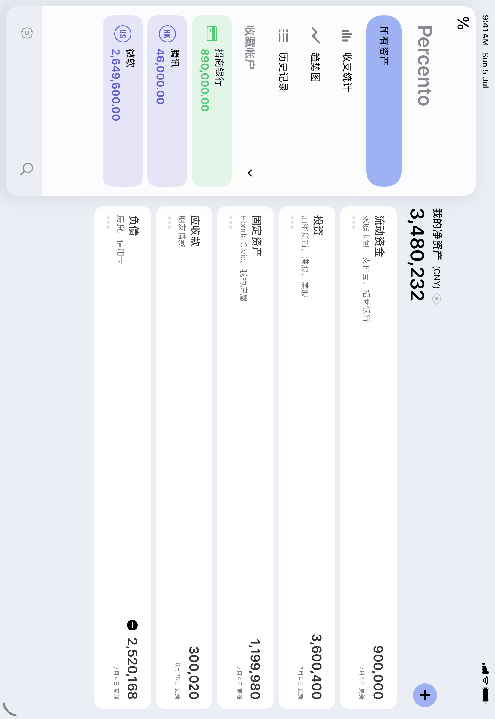 Percento iPad 主界面截图
